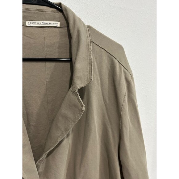 Peruvian Connection Womens Blazer Jacket XXL Neutral Khaki Cotton Spandex Blend - Picture 4 of 8